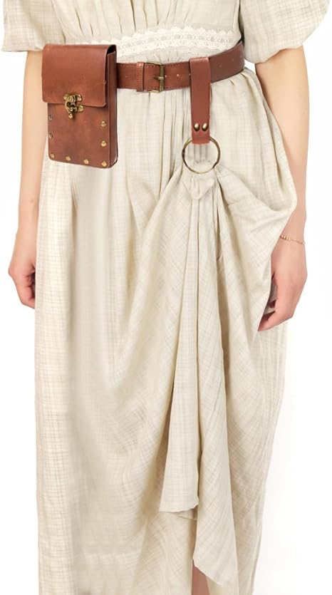 Vintage Brown Leather Waist Bag – Retro Belt Pouch with Adjustable Strap and Metal Buckle for Men & Women