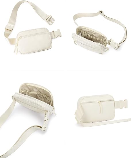 Minimalist White Waist Bag – Compact Crossbody Fanny Pack for Travel, Hiking, Running & Everyday Use