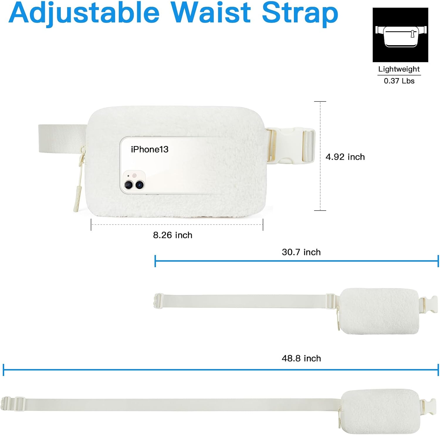 Fashionable Sherpa Fleece Waist Bag – Lightweight Crossbody Chest Pack with Adjustable Strap, Cozy Travel & Sports Belt Bag for Women