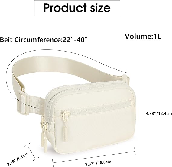 Minimalist White Waist Bag – Compact Crossbody Fanny Pack for Travel, Hiking, Running & Everyday Use