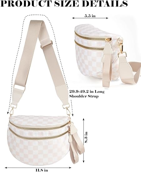 Checkered Fashion Waist Bag – Women’s Crossbody Chest Pack, Large Capacity Travel & Casual Belt Bag with Adjustable Strap
