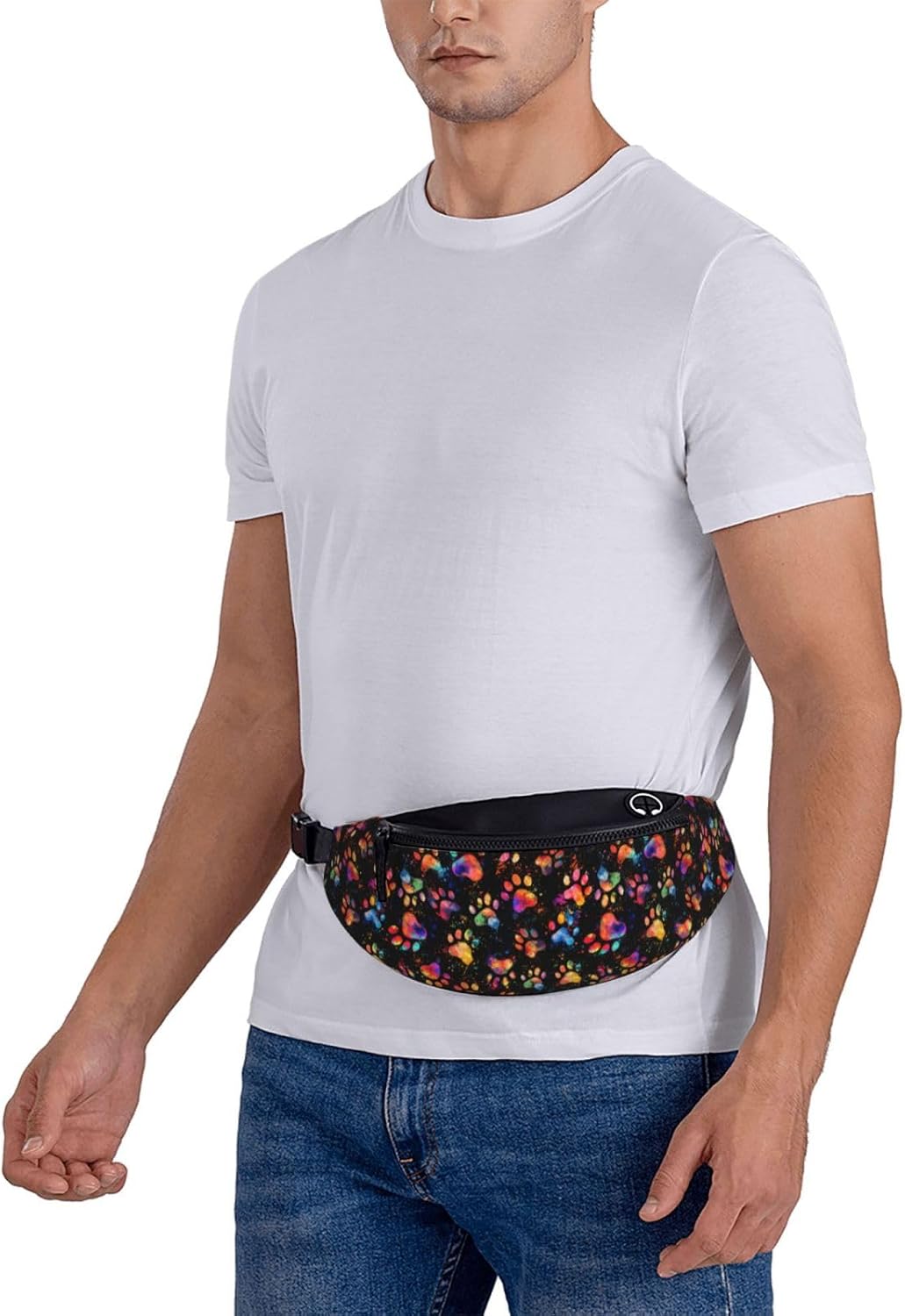 Colorful Paw Print Waist Bag – Stylish Lightweight Fanny Pack for Sports, Travel, Hiking & Casual Wear