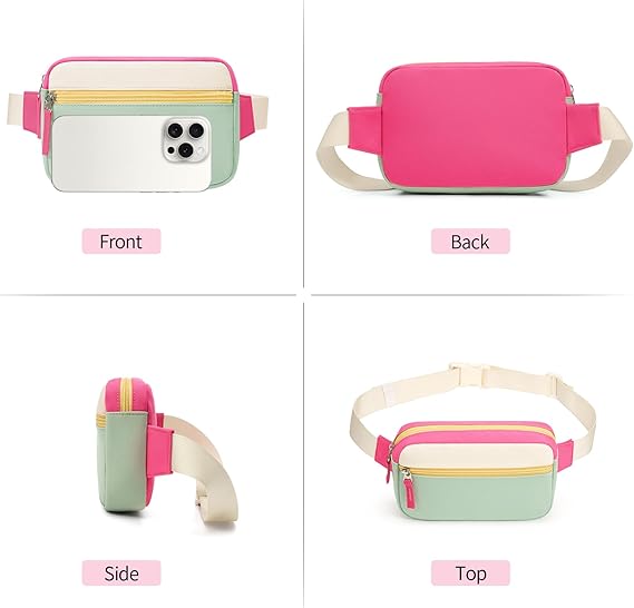 Color Block Large Capacity Waist Bag – Women’s Fashionable Crossbody Chest Pack, Multi-Functional Travel & Sports Belt Bag with Adjustable Strap
