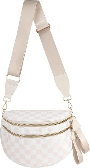 Checkered Fashion Waist Bag – Women’s Crossbody Chest Pack, Large Capacity Travel & Casual Belt Bag with Adjustable Strap