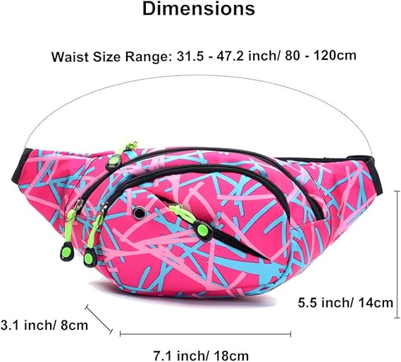 Stylish Printed Sports Waist Bag – Waterproof Multi-Pocket Crossbody Fanny Pack for Men & Women, Travel & Outdoor Use