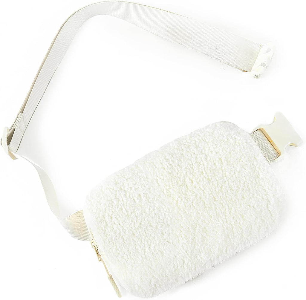 Fashionable Sherpa Fleece Waist Bag – Lightweight Crossbody Chest Pack with Adjustable Strap, Cozy Travel & Sports Belt Bag for Women