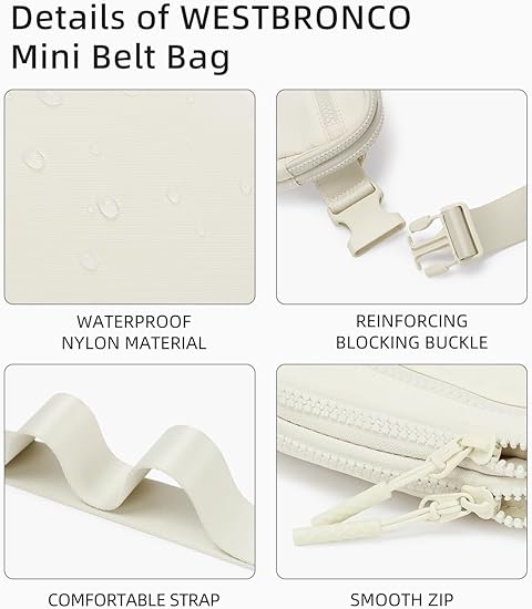 Minimalist White Waist Bag – Compact Crossbody Fanny Pack for Travel, Hiking, Running & Everyday Use