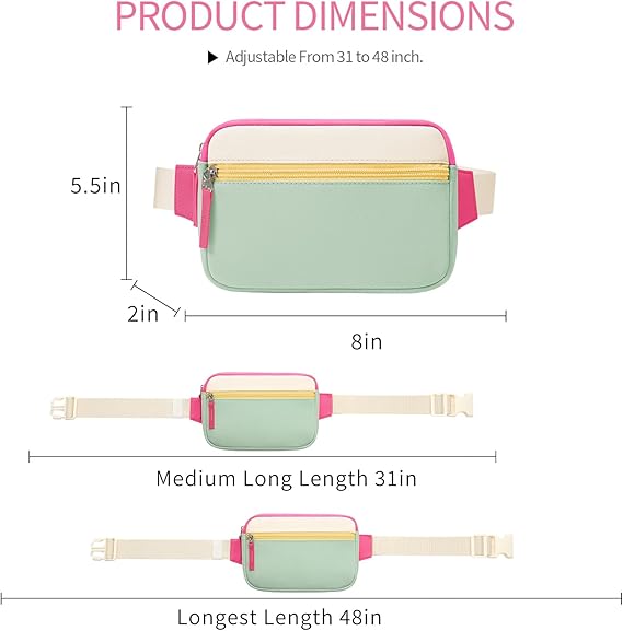 Color Block Large Capacity Waist Bag – Women’s Fashionable Crossbody Chest Pack, Multi-Functional Travel & Sports Belt Bag with Adjustable Strap