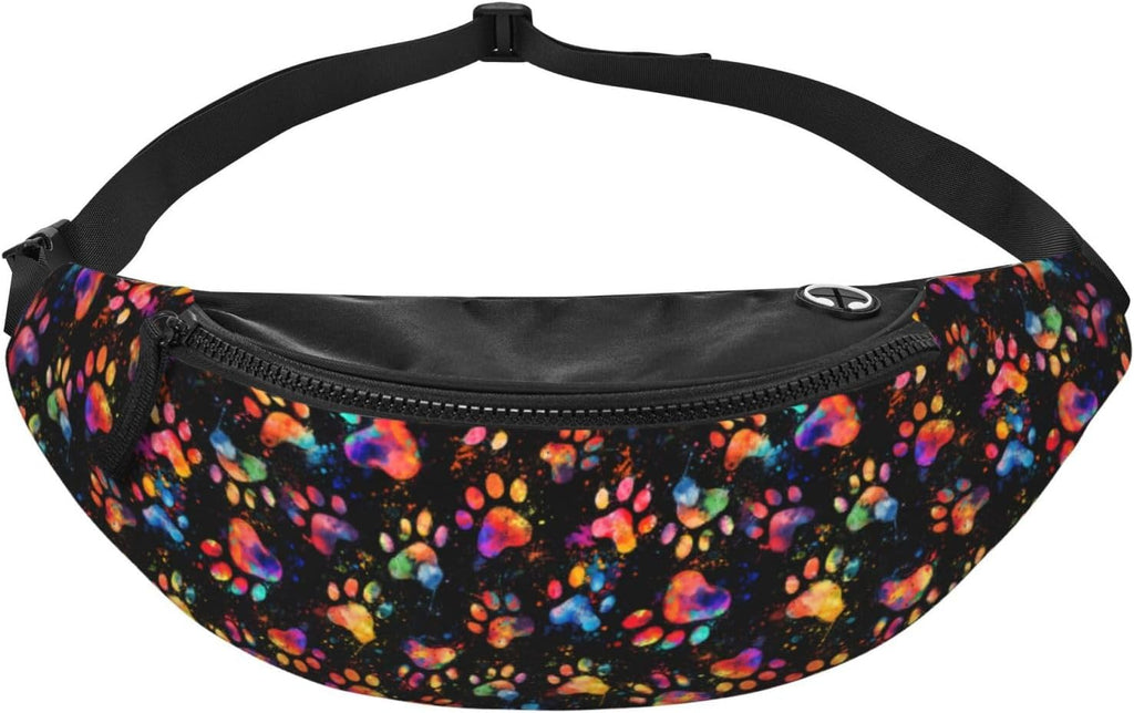 Colorful Paw Print Waist Bag – Stylish Lightweight Fanny Pack for Sports, Travel, Hiking & Casual Wear