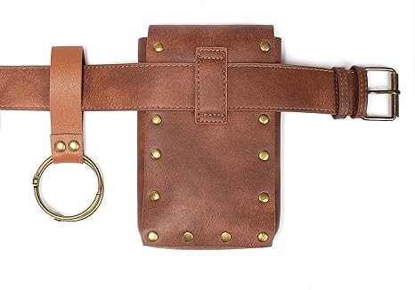 Vintage Brown Leather Waist Bag – Retro Belt Pouch with Adjustable Strap and Metal Buckle for Men & Women