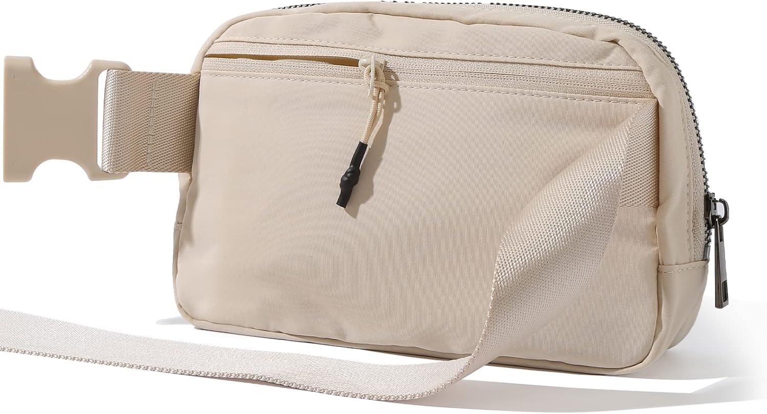 Minimalist Beige Waterproof Waist Bag – Lightweight Crossbody Chest Pack with Adjustable Strap for Travel, Sports & Everyday Use
