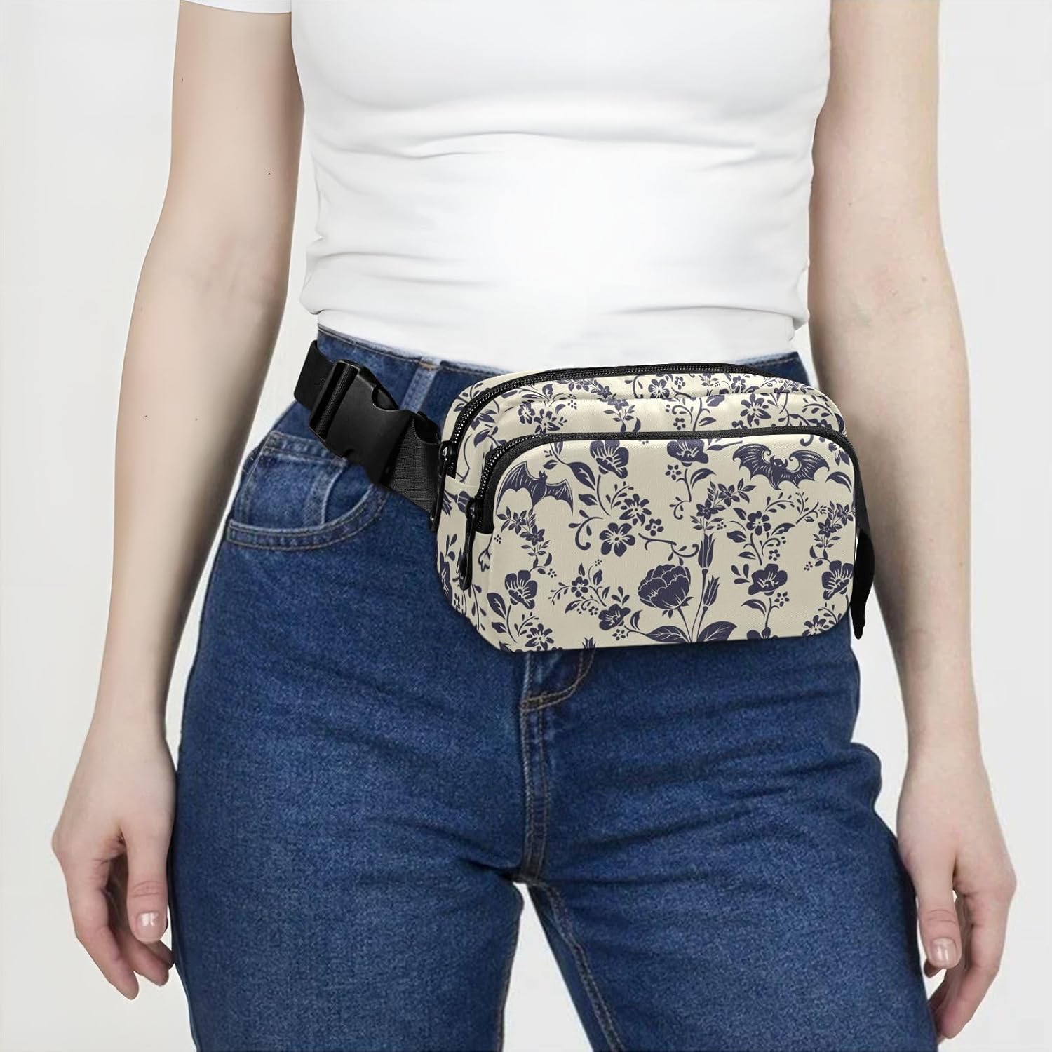 Vintage Floral Waist Bag – Lightweight Crossbody Fanny Pack for Travel, Sports, Hiking & Daily Use