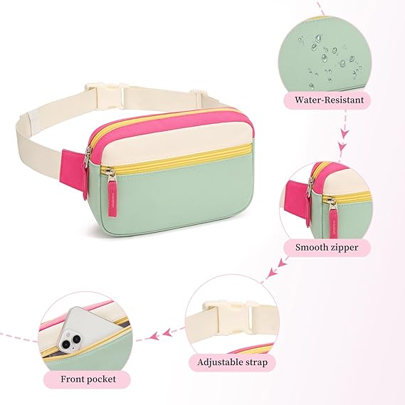 Color Block Large Capacity Waist Bag – Women’s Fashionable Crossbody Chest Pack, Multi-Functional Travel & Sports Belt Bag with Adjustable Strap
