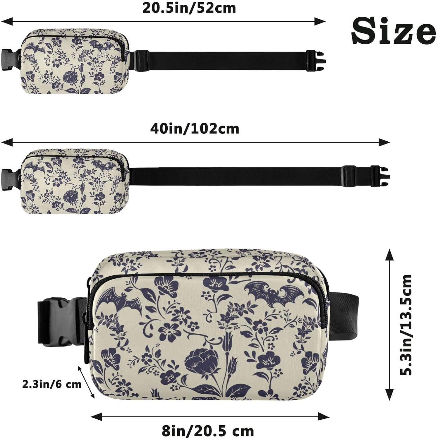 Vintage Floral Waist Bag – Lightweight Crossbody Fanny Pack for Travel, Sports, Hiking & Daily Use