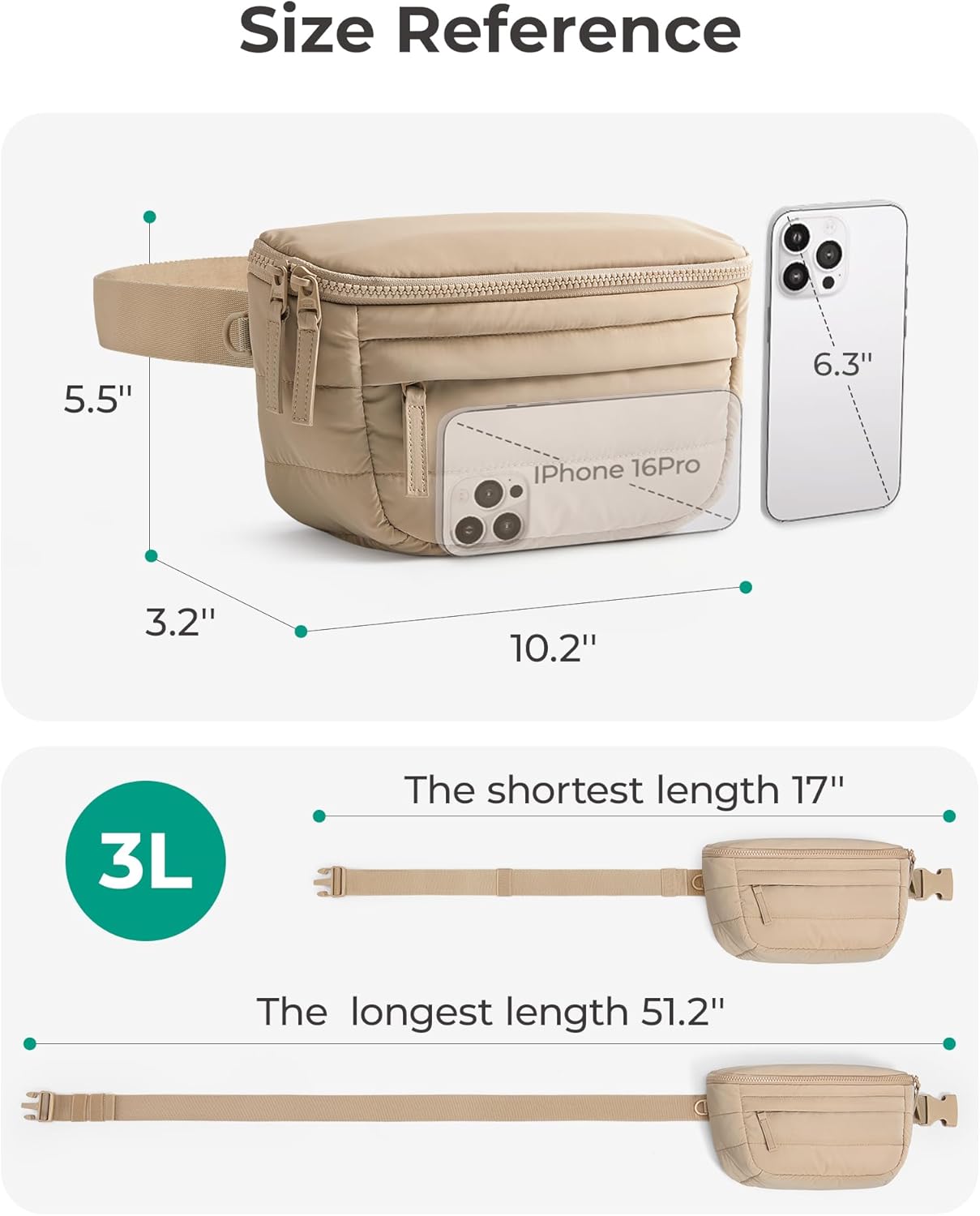 3L Large Capacity Waterproof Waist Bag – Unisex Lightweight Travel Crossbody Chest Pack, Multi-Functional Outdoor Sling Bag