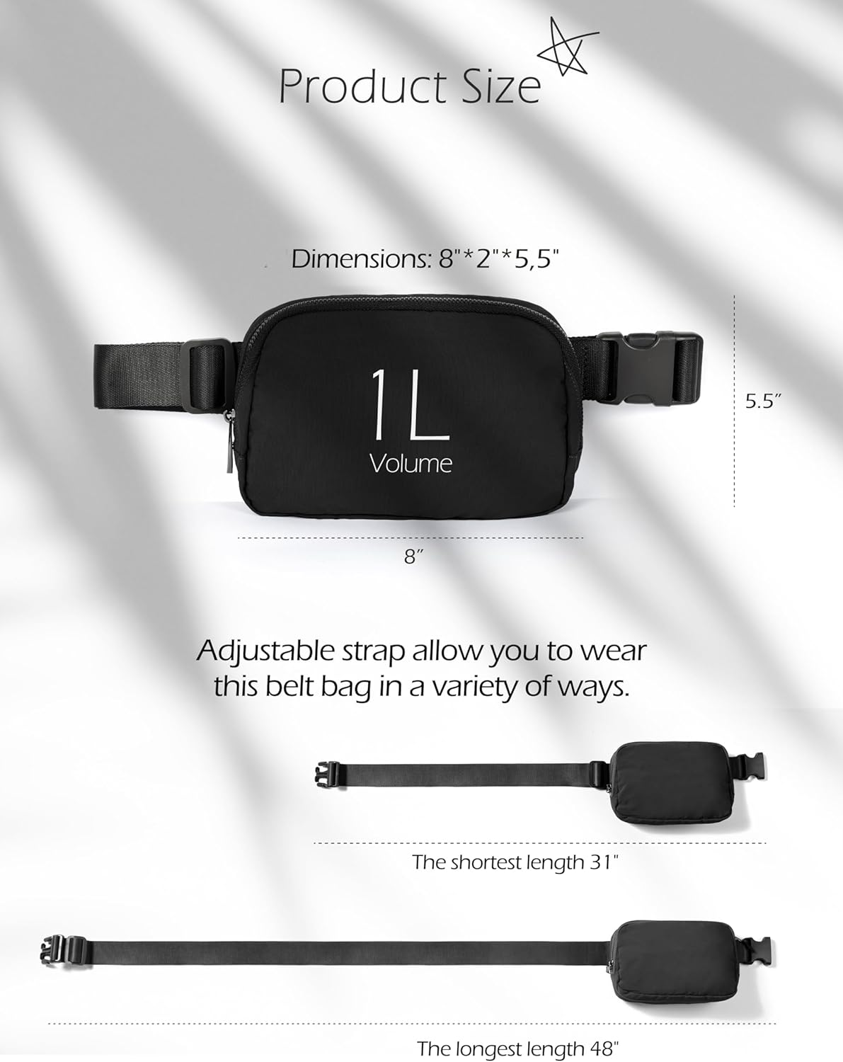 Lightweight Waterproof Waist Bag – Unisex Adjustable Crossbody Chest Pack, Compact 1L Travel & Sports Belt Bag